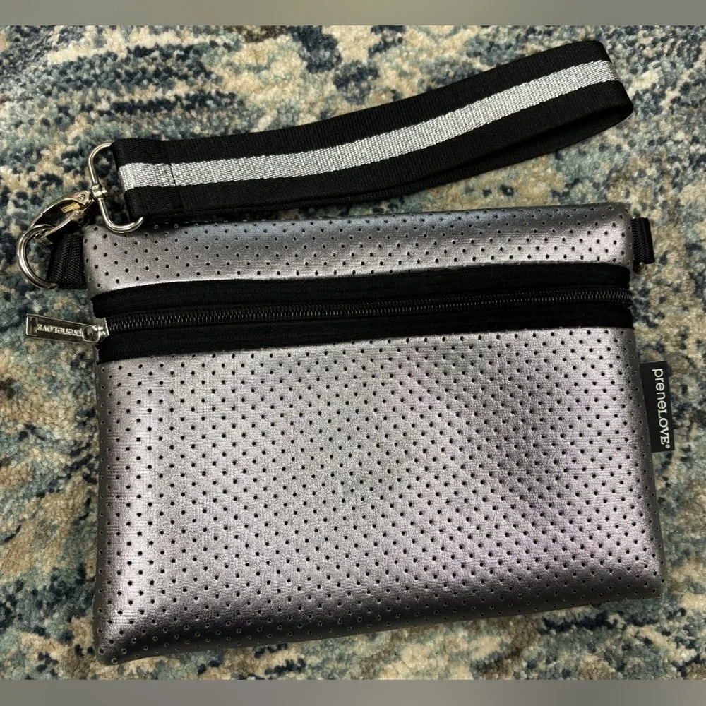 Silver Prenelove wristlet, Silver and black strap